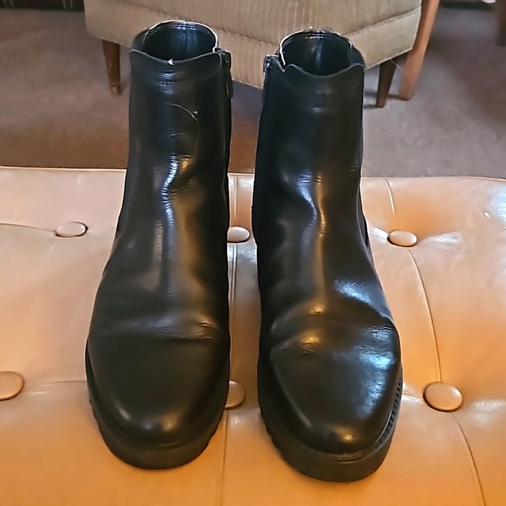 Franco Sarto black low cut zipper boots. Size 9